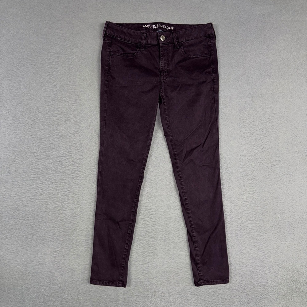 American Eagle Jeans Womens 8 Purple Jegging Super Stretch Skinny Mid Rise